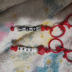 Red and White Kids Keychain Set